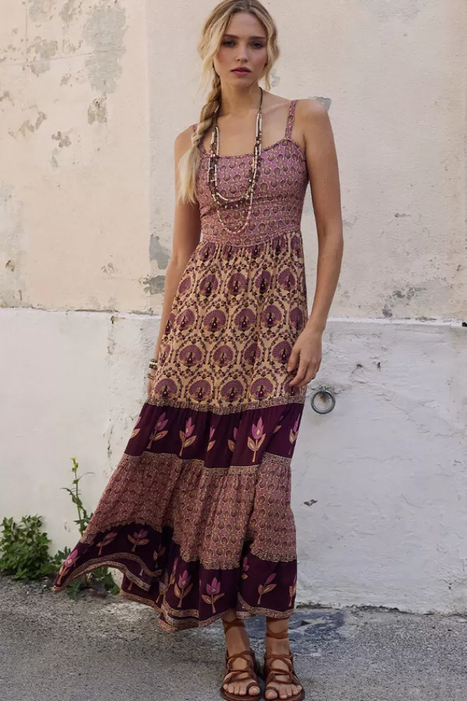 Grape Boheme*Chateau Quilted Strappy Maxi Dress