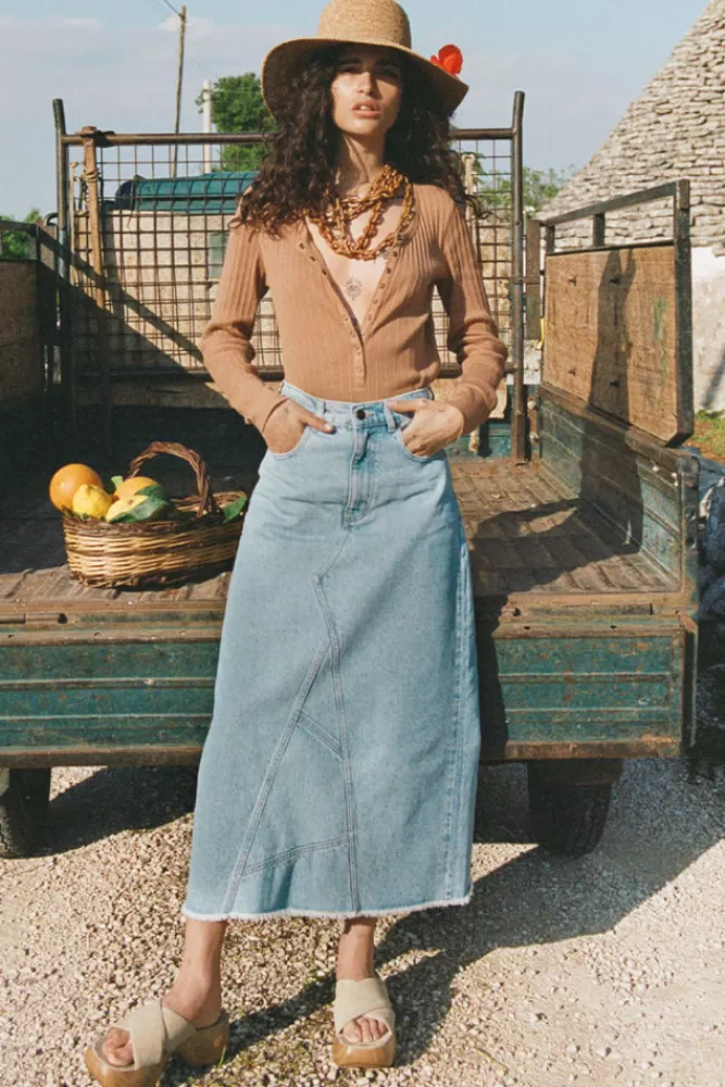 Sun Washed Blue Denim*Eve Denim Skirt