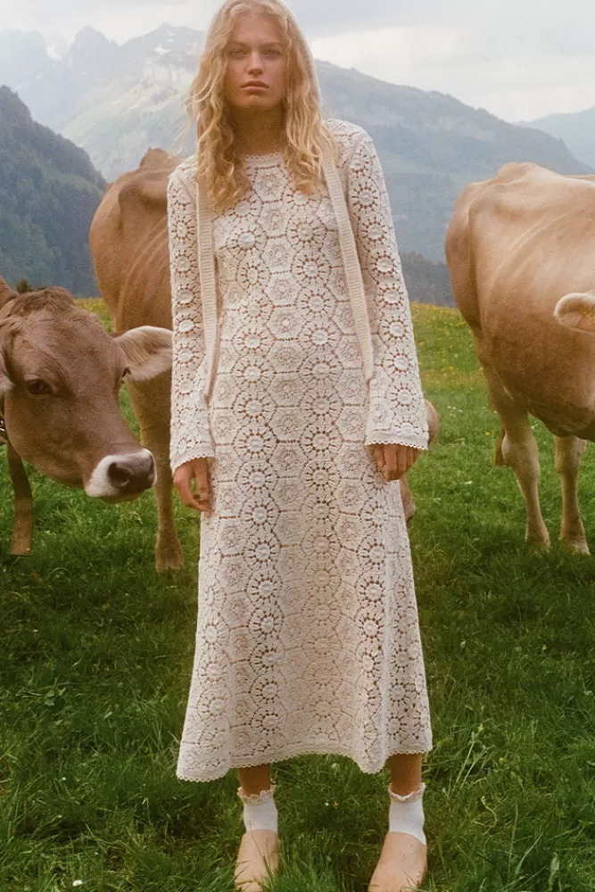 Cream Dresses*Helena Crochet Lace Gown