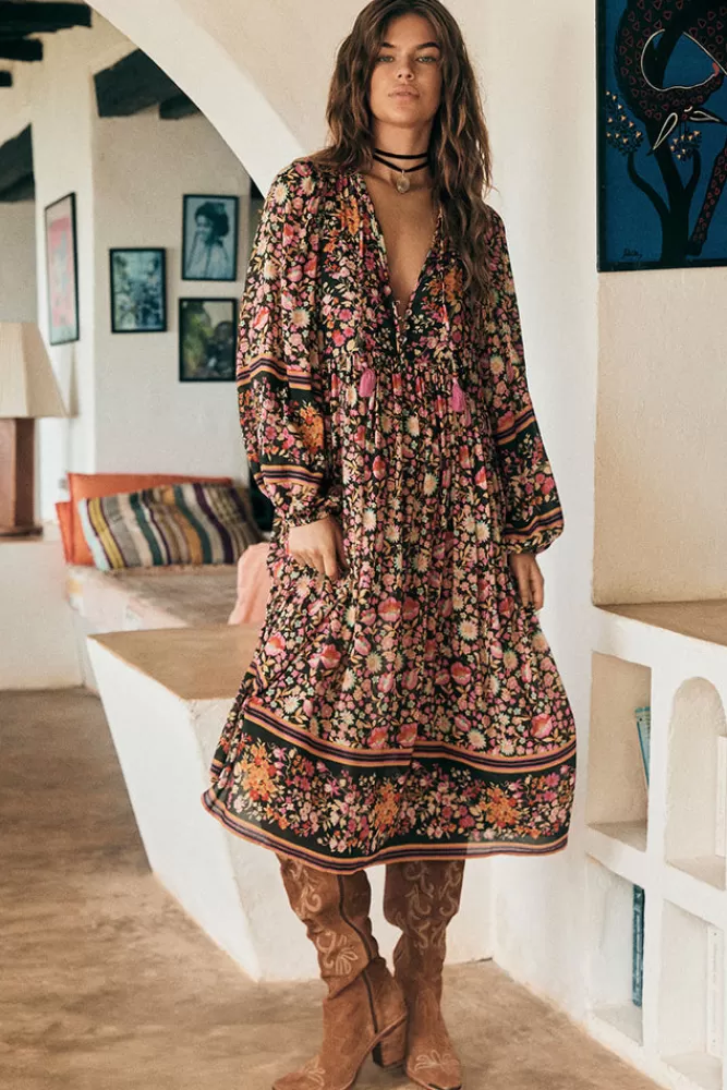 Night Blossom Dresses*Impala Lily Boho Midi Dress