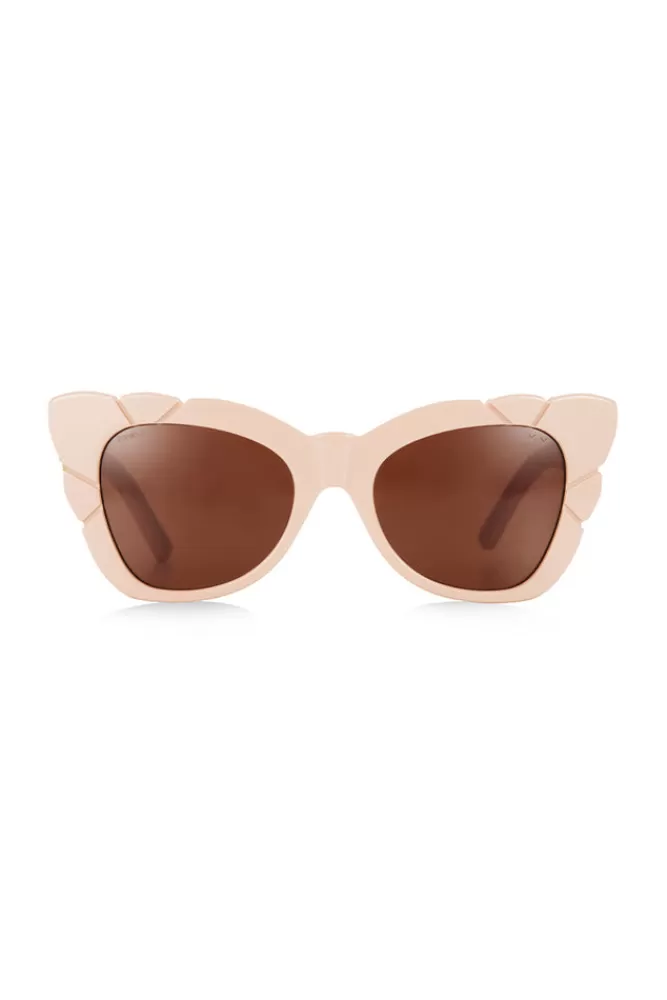 Nude Holiday*Marilyn Thick Arm With Solid Brown Lens Sunglasses