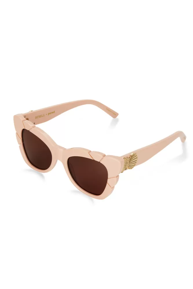 Nude Holiday*Marilyn Thick Arm With Solid Brown Lens Sunglasses