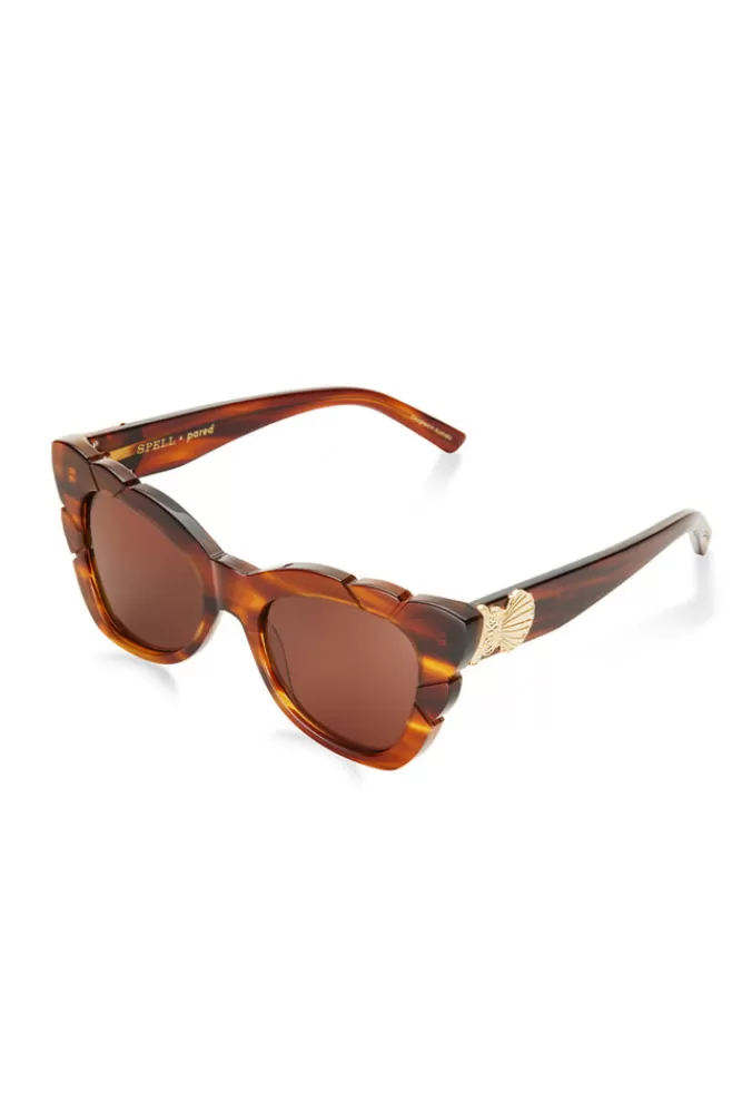 Havana Eyewear*Marilyn Thick Arm With Solid Brown Lens Sunglasses