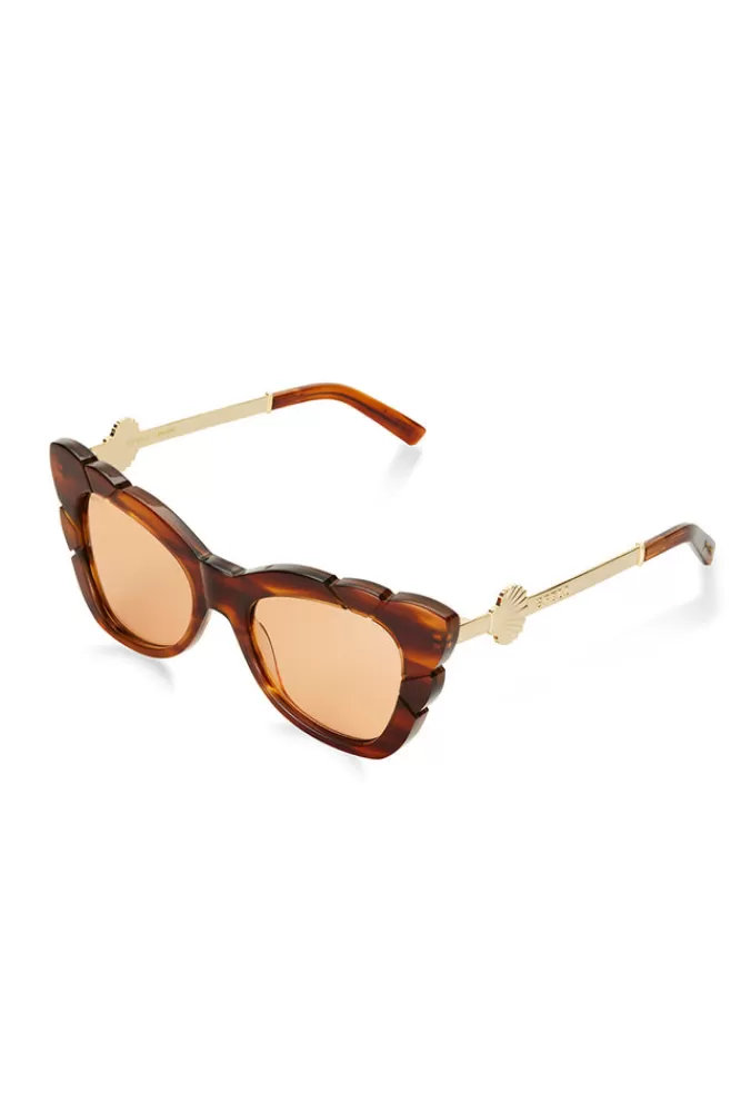 Havana Holiday*Marilyn With Solid Amber Lens Sunglasses