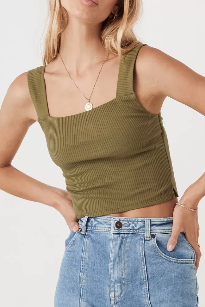 Khaki Tops*Mazzy Ribbed Top