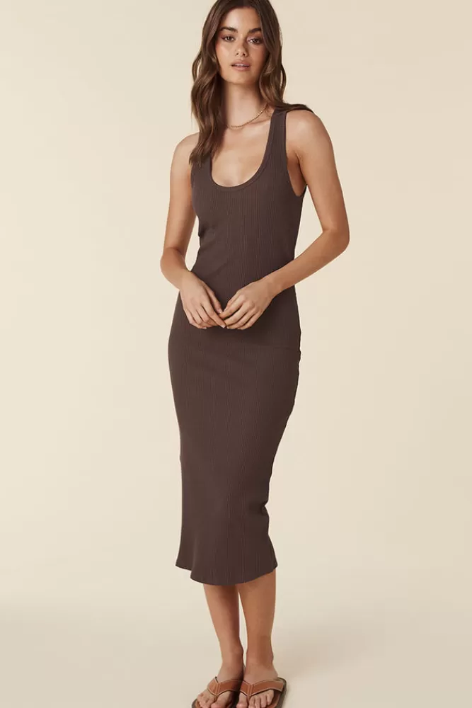 Chocolate Dresses*Spell Staples Rib Singlet Midi Dress