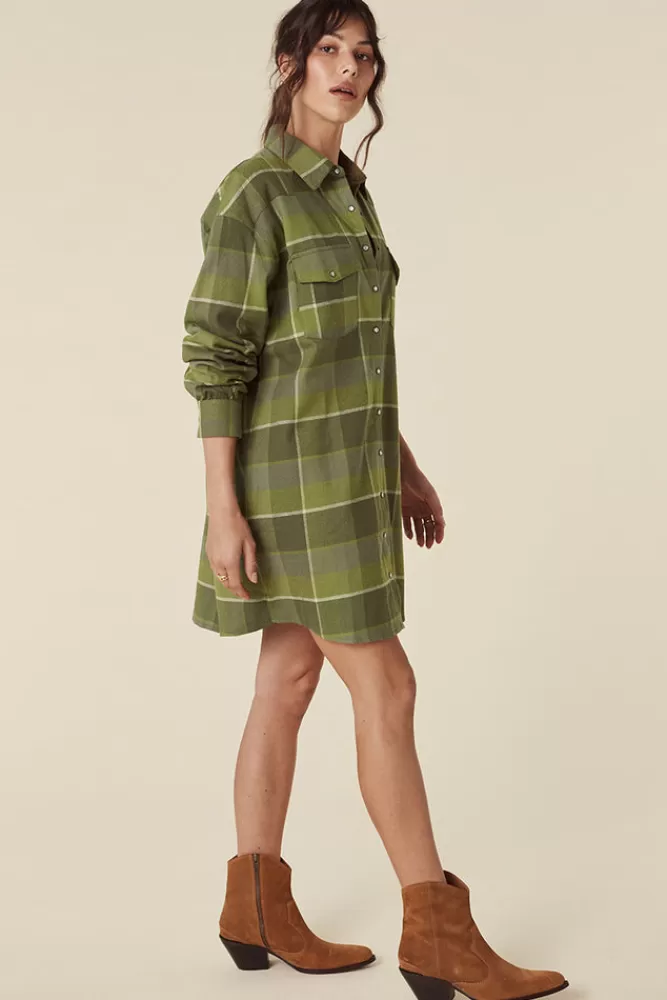 Khaki Dresses*Wyatt Flannel Shirt Dress