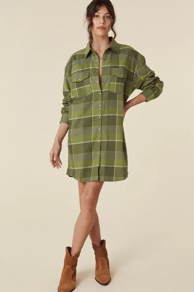 Khaki Dresses*Wyatt Flannel Shirt Dress